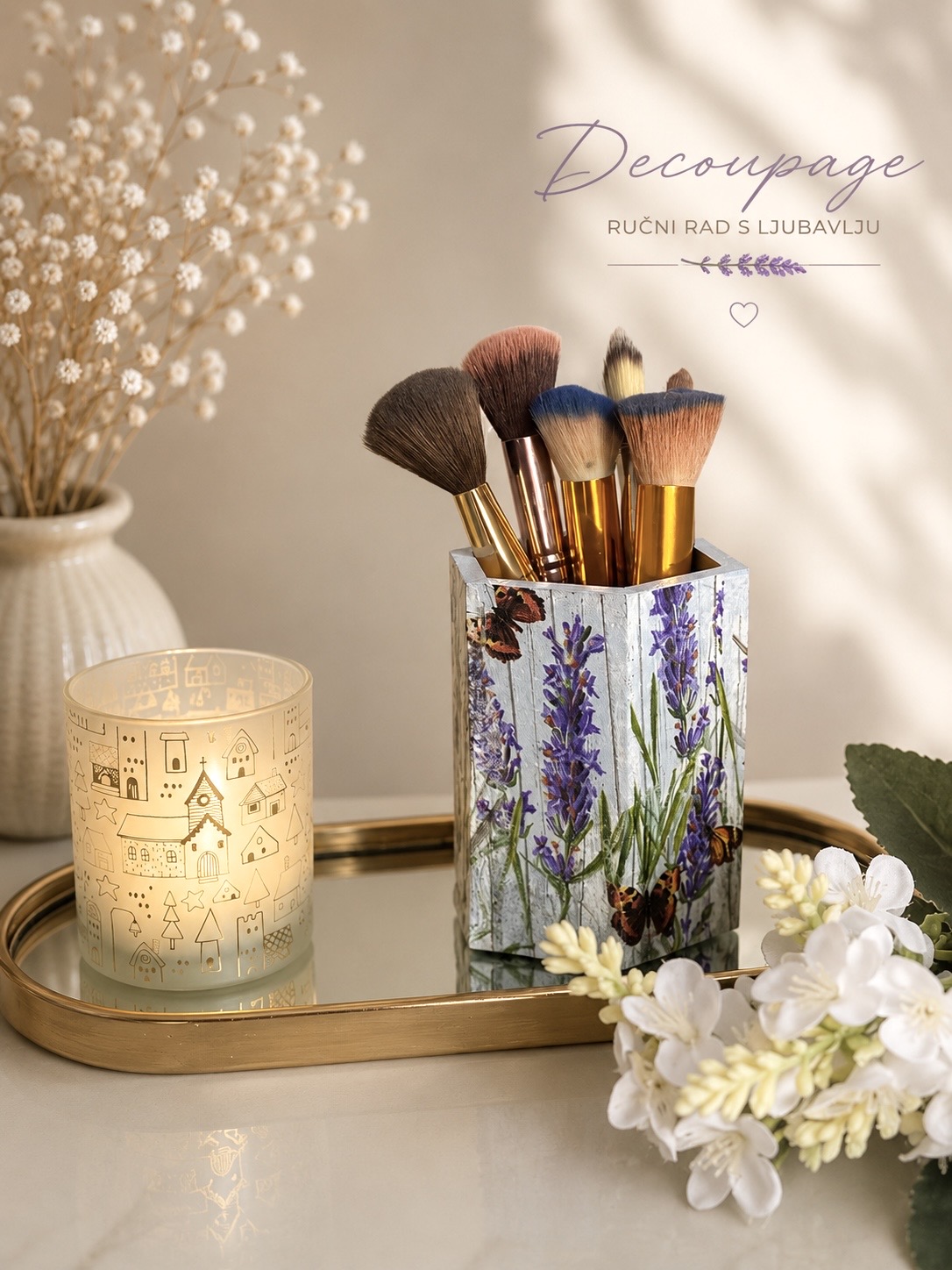 Decoupage držač za četkice/organizator — slika 1