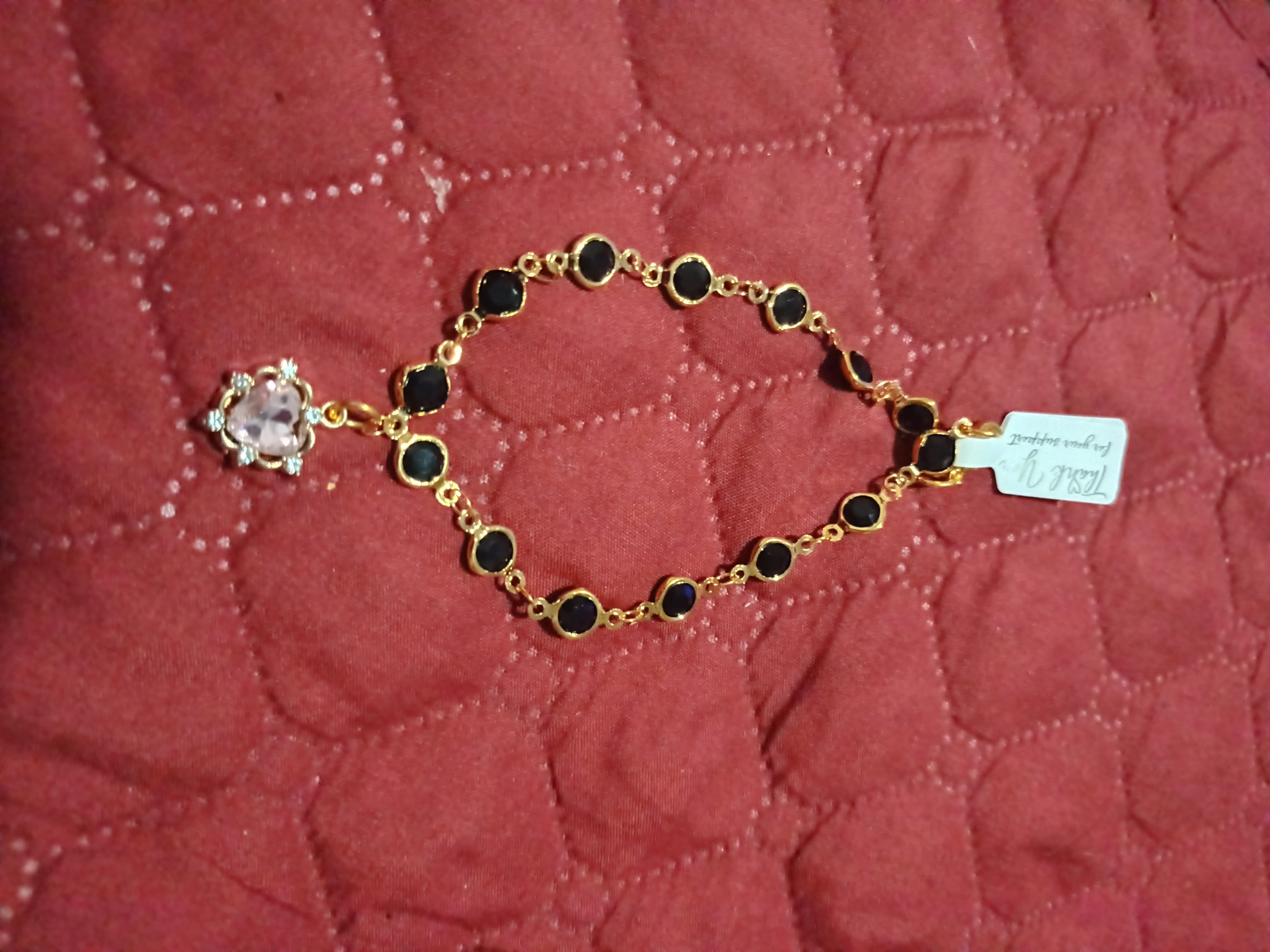 Modna narukvica „Midnight Heart” s crnim kristalima — slika 1
