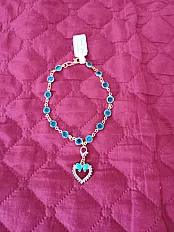Modna narukvica „Aqua Bow Heart” s tirkiznim kristalima