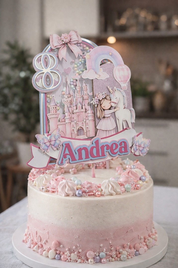  ✨ Personalizovani toper za tortu – Jednorog i Princeza ✨ — slika 1