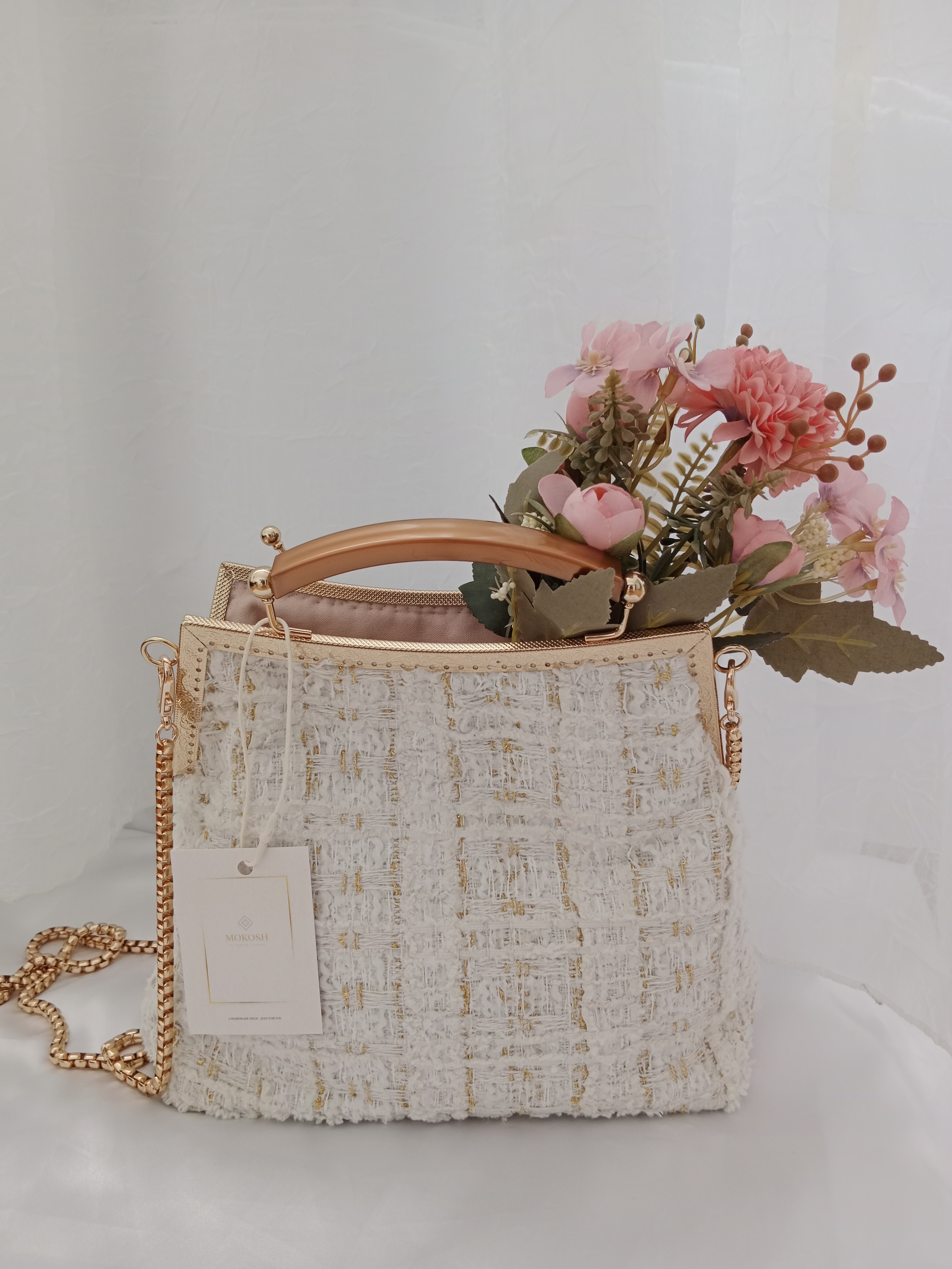Ručna izrada – Elegantna tweed torba sa metalnim okvirom | Mokosh — slika 1