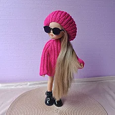 Set odjeće za lutke Paola Reina - pletena pink haljina i kapa