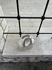 Prljavo bijelo-srebrena biserna torbica — slika 3
